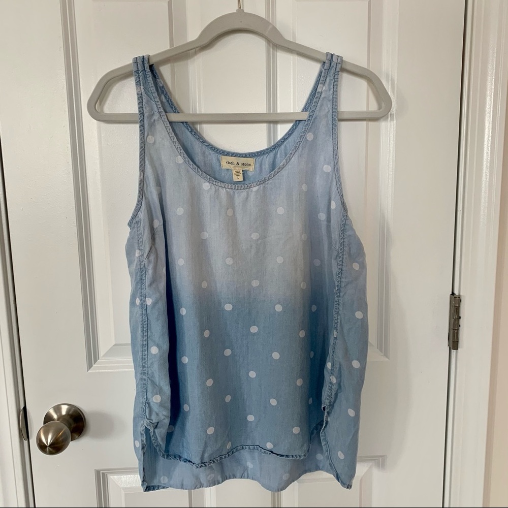 Cloth & Stone Chambray Polka Dot Tank Size Large